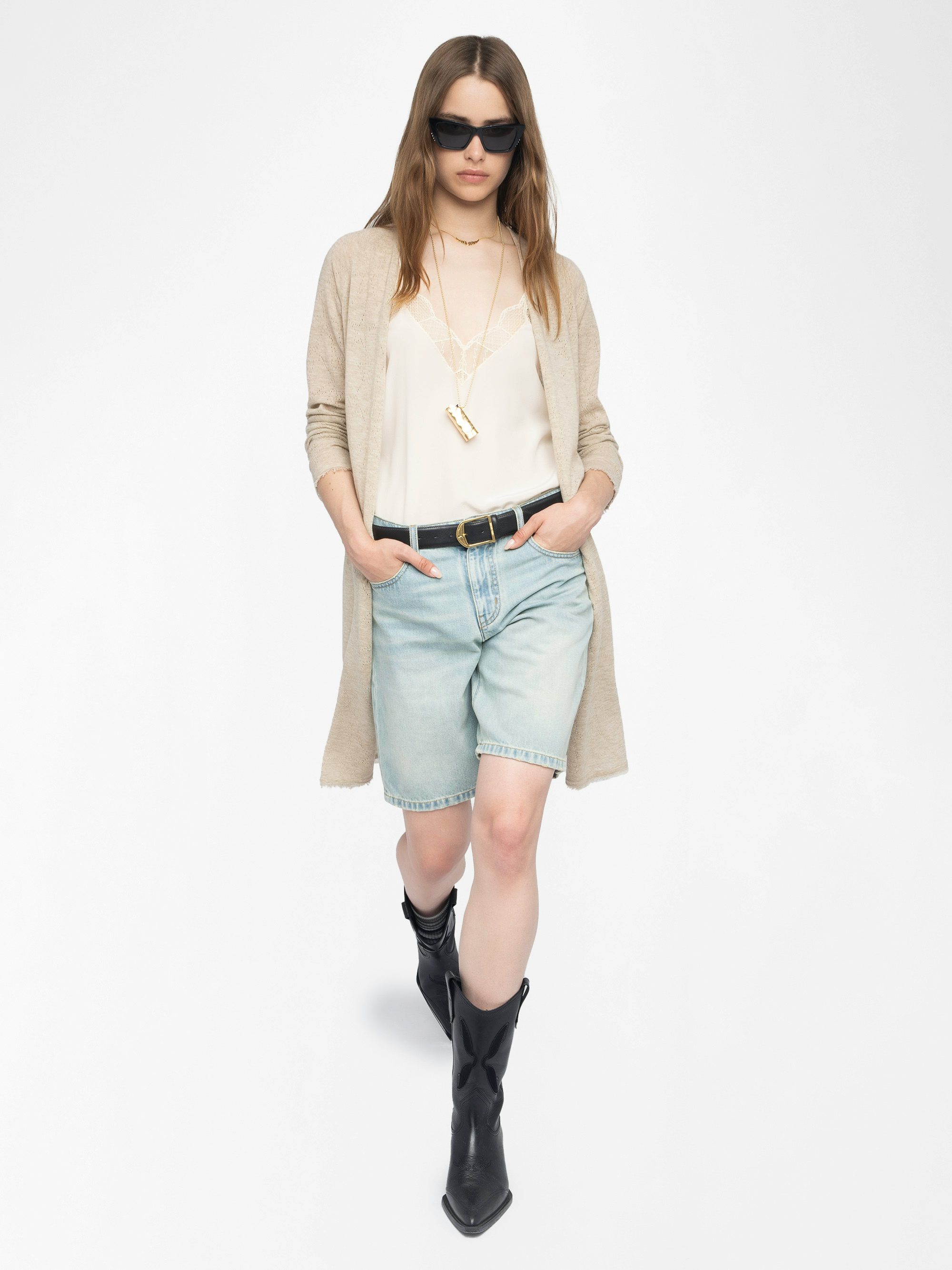 Daffyz Cashmere Cardigan - V-neck pointelle cardigan.